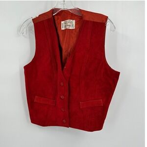 Womens Vintage Suede Vest Size L Western Ranchwear Rodeo Boho Festival Vintage